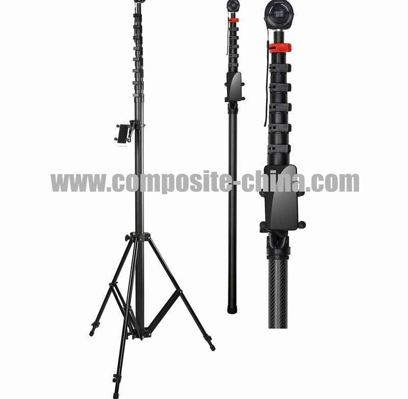 Pal de fotografia de fibra de carboni amb càrrega superior de 6 kg, funciona ...